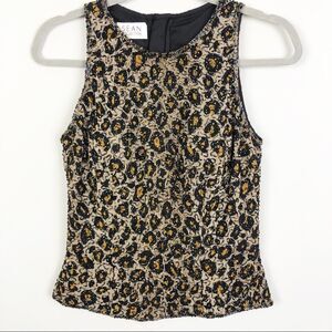 SEAN COLLECTION | Beaded Leopard Print Top Size S